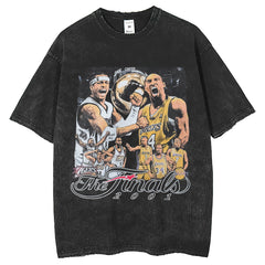 Men T Shirts Vintage Wash Short Sleeve Kobe Iverson Print