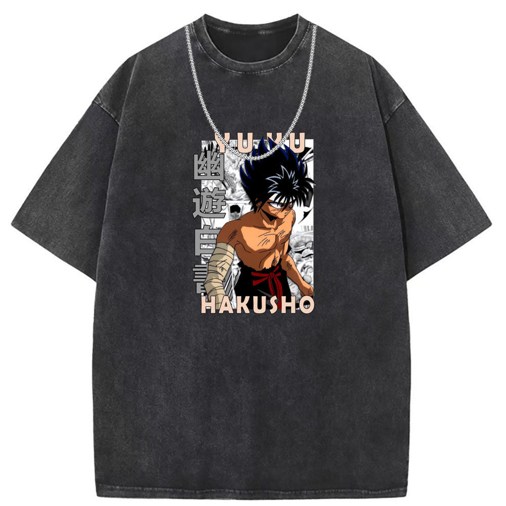 Mens T Shirts Short Sleeve T-Shirt Vintage Anime Oversize