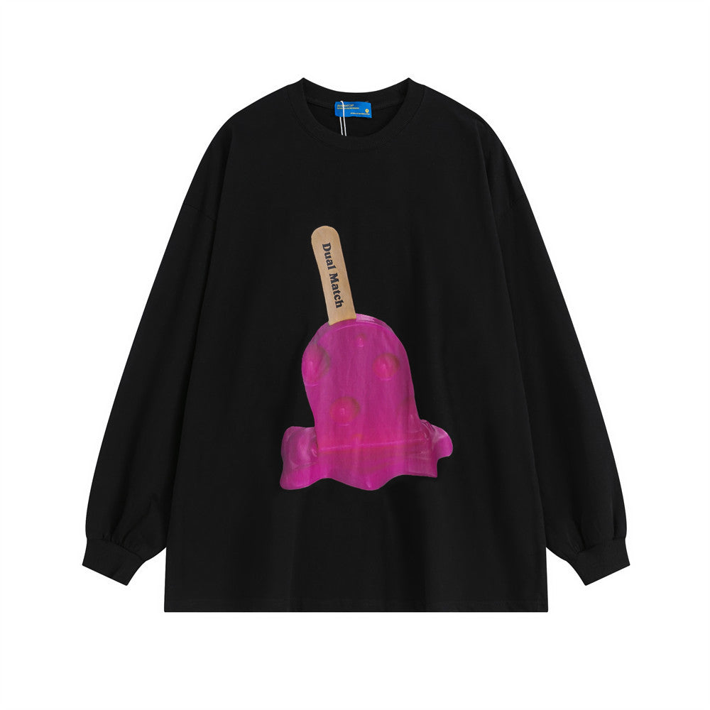 Men Long Sleeve T Shirt Ice Cream Ice Cream Personalized Printing